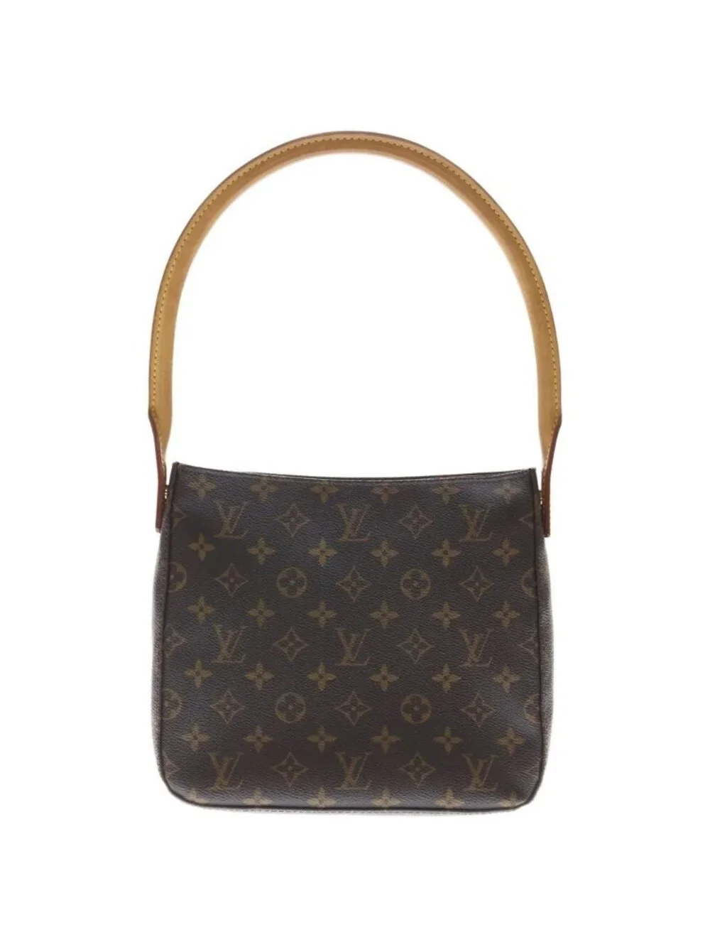 Louis Vuitton Monogram Looping Shoulder Bag Brown Leather Gold